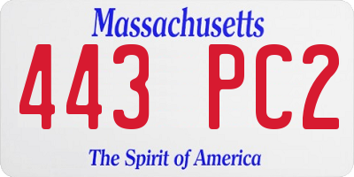 MA license plate 443PC2