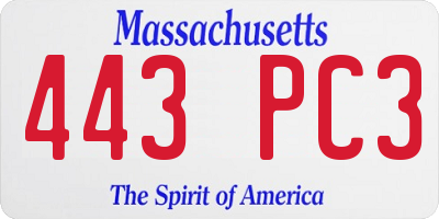 MA license plate 443PC3