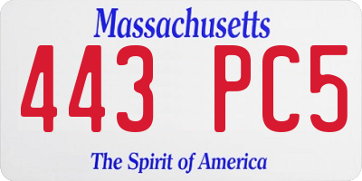 MA license plate 443PC5