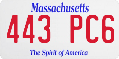 MA license plate 443PC6