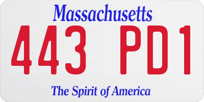 MA license plate 443PD1