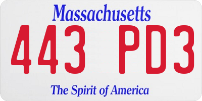 MA license plate 443PD3