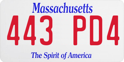 MA license plate 443PD4