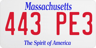 MA license plate 443PE3
