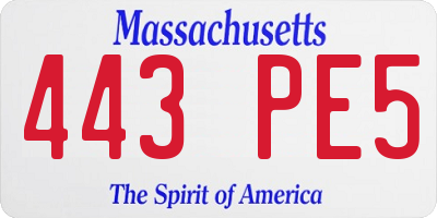 MA license plate 443PE5