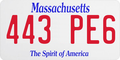 MA license plate 443PE6