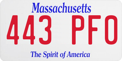MA license plate 443PF0