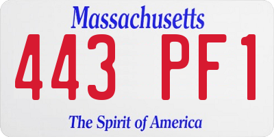 MA license plate 443PF1