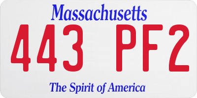MA license plate 443PF2