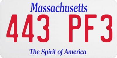 MA license plate 443PF3