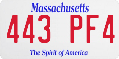 MA license plate 443PF4