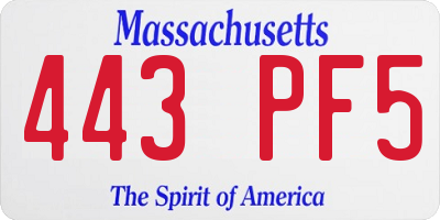 MA license plate 443PF5