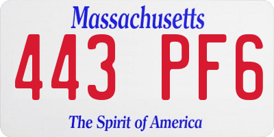 MA license plate 443PF6