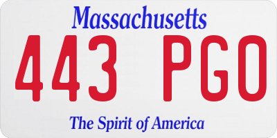 MA license plate 443PG0