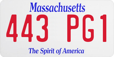 MA license plate 443PG1