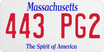 MA license plate 443PG2