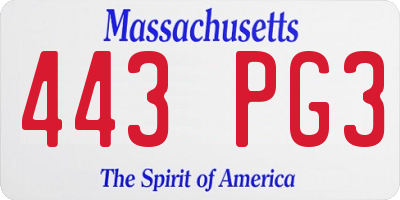 MA license plate 443PG3