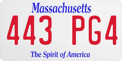 MA license plate 443PG4