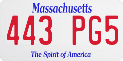 MA license plate 443PG5