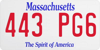 MA license plate 443PG6