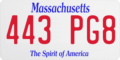 MA license plate 443PG8