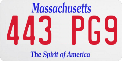 MA license plate 443PG9