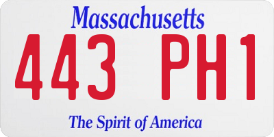 MA license plate 443PH1