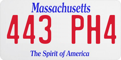 MA license plate 443PH4