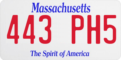 MA license plate 443PH5