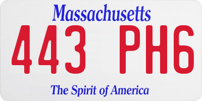 MA license plate 443PH6