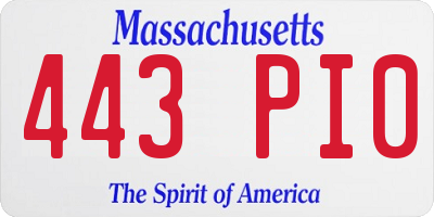 MA license plate 443PI0