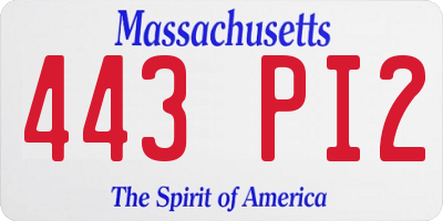 MA license plate 443PI2