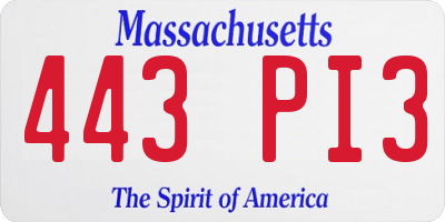MA license plate 443PI3