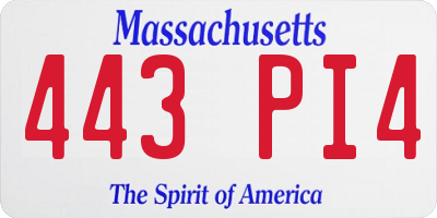 MA license plate 443PI4