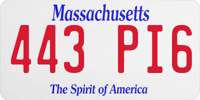 MA license plate 443PI6