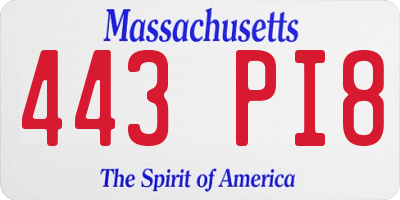 MA license plate 443PI8