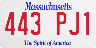 MA license plate 443PJ1