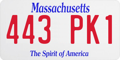 MA license plate 443PK1