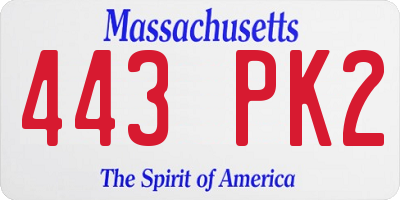 MA license plate 443PK2