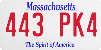 MA license plate 443PK4