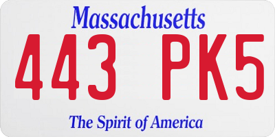 MA license plate 443PK5