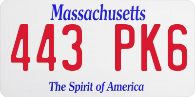 MA license plate 443PK6