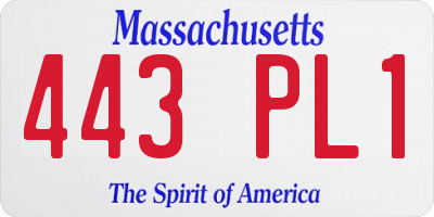 MA license plate 443PL1