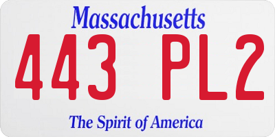 MA license plate 443PL2