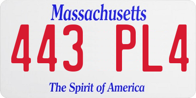 MA license plate 443PL4