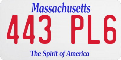 MA license plate 443PL6
