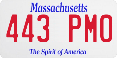 MA license plate 443PM0