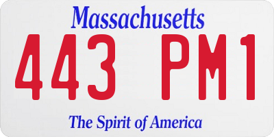 MA license plate 443PM1