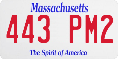 MA license plate 443PM2