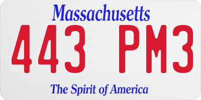 MA license plate 443PM3